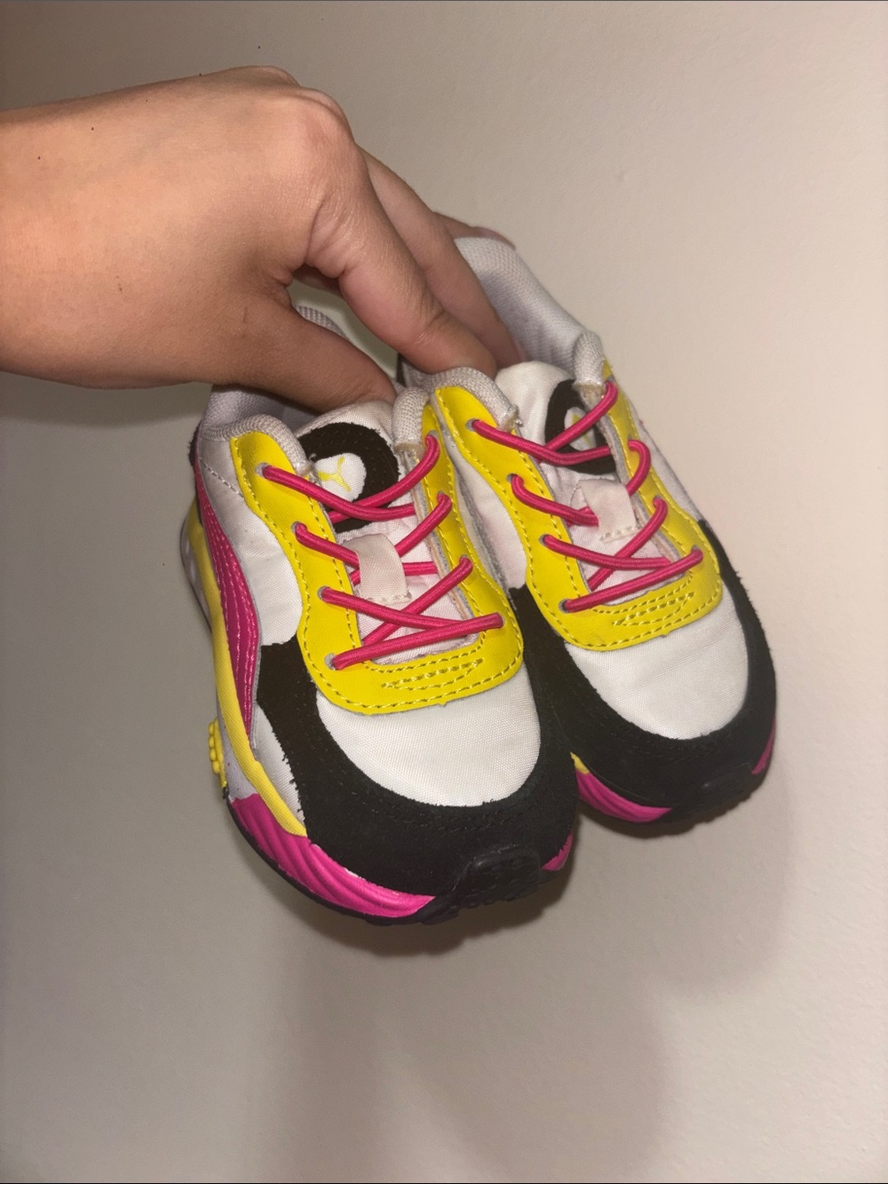 Puma Kids Sneakers in White, Yellow, Pink & Black